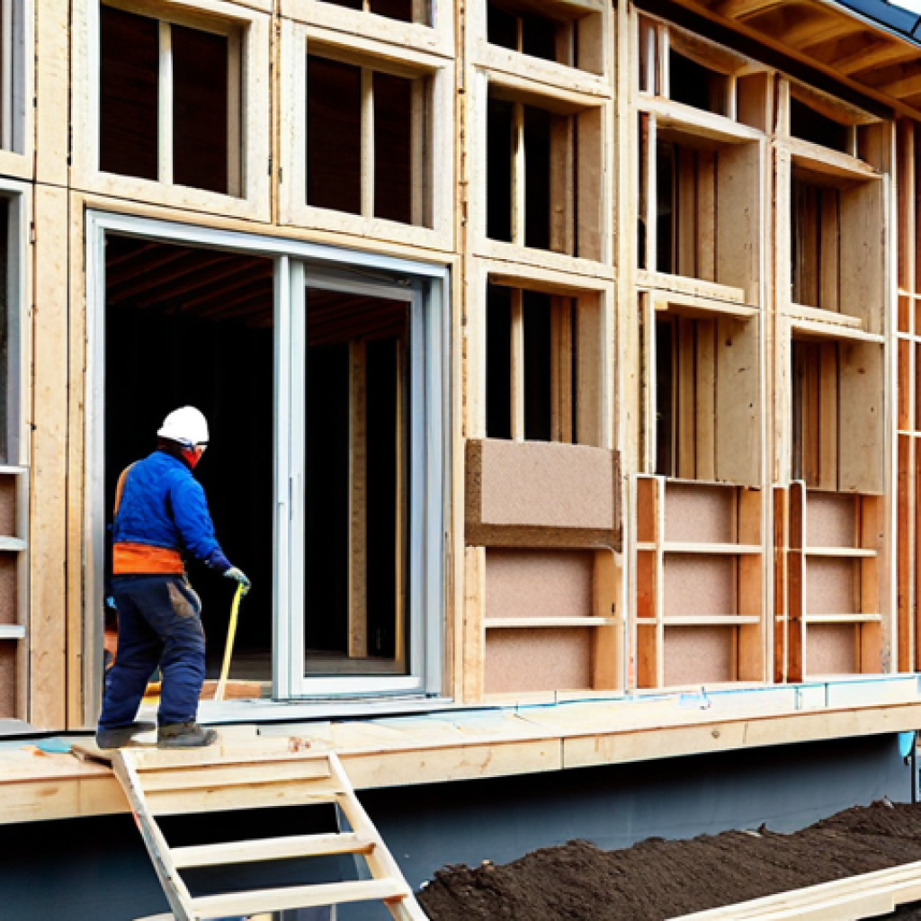 Sustainable Home Insulation**
"Modern Swedish house under construction, showing eco-friendly mushroom insulation being installed in the walls, fully clothed construction worker, daytime, exterior shot, safe for work, appropriate content, professional architecture photography, perfect anatomy, natural proportions, modest environment, high quality"
**