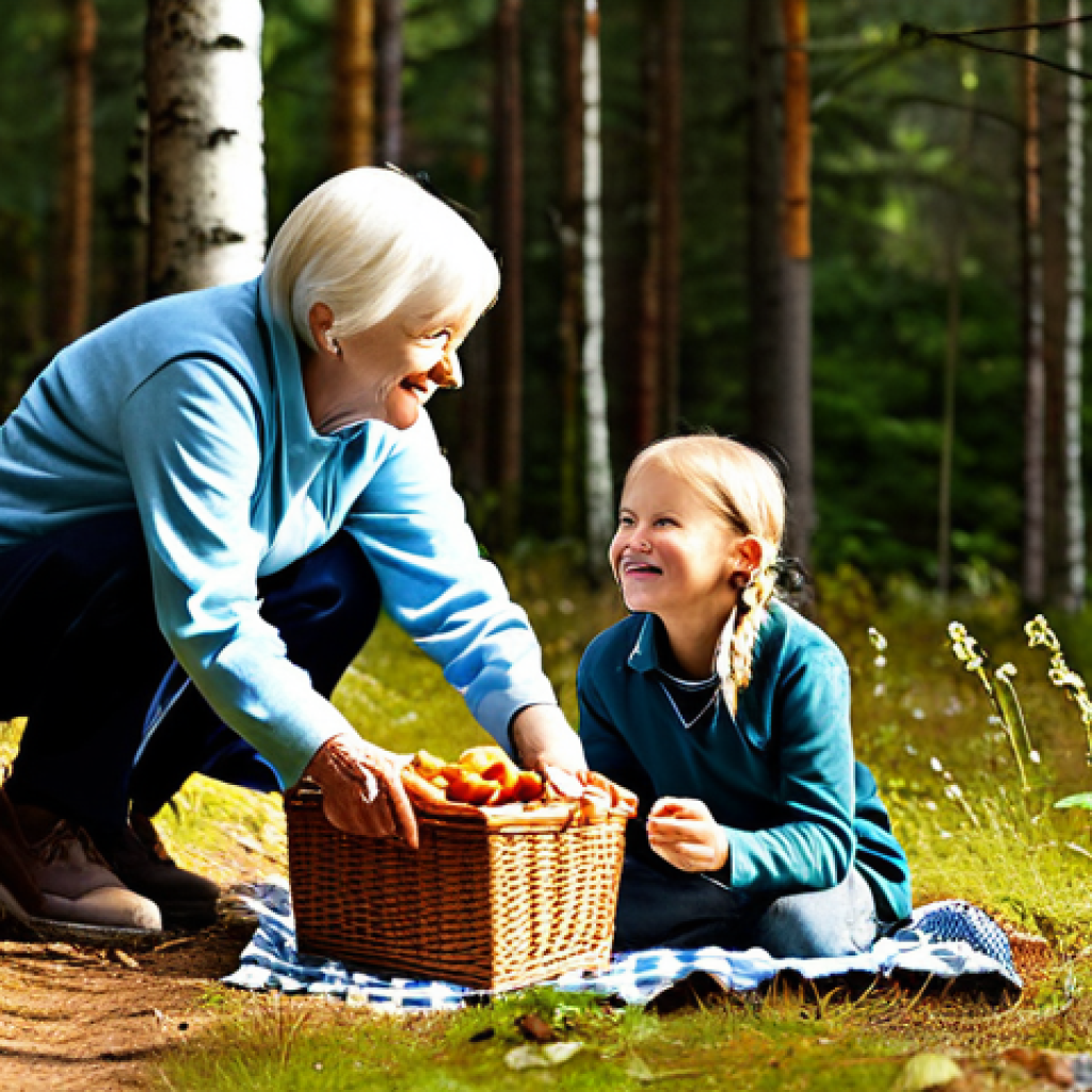 버섯 소재의 소비자 행동 분석 - Family Foraging Tradition**
"A heartwarming scene of a multi-generational family (grandparents, par...