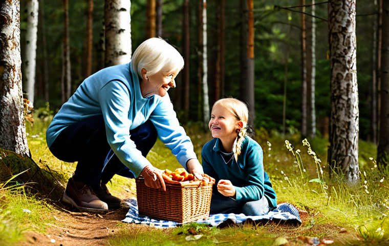 버섯 소재의 소비자 행동 분석 - Family Foraging Tradition**

"A heartwarming scene of a multi-generational family (grandparents, par...