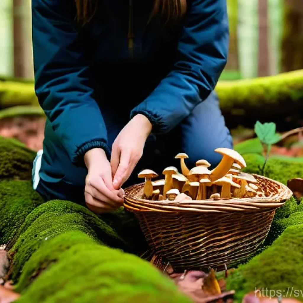 버섯 소재의 소비자 교육 필요성 - **Prompt:** A serene autumn scene in a lush Swedish forest, with tall pine trees and moss-covered gr...