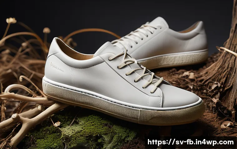 버섯 소재로 제작된 신발의 장점 - **Prompt 1: The Emergence of Mycelium Footwear**
"A stunning, highly detailed photographic close...